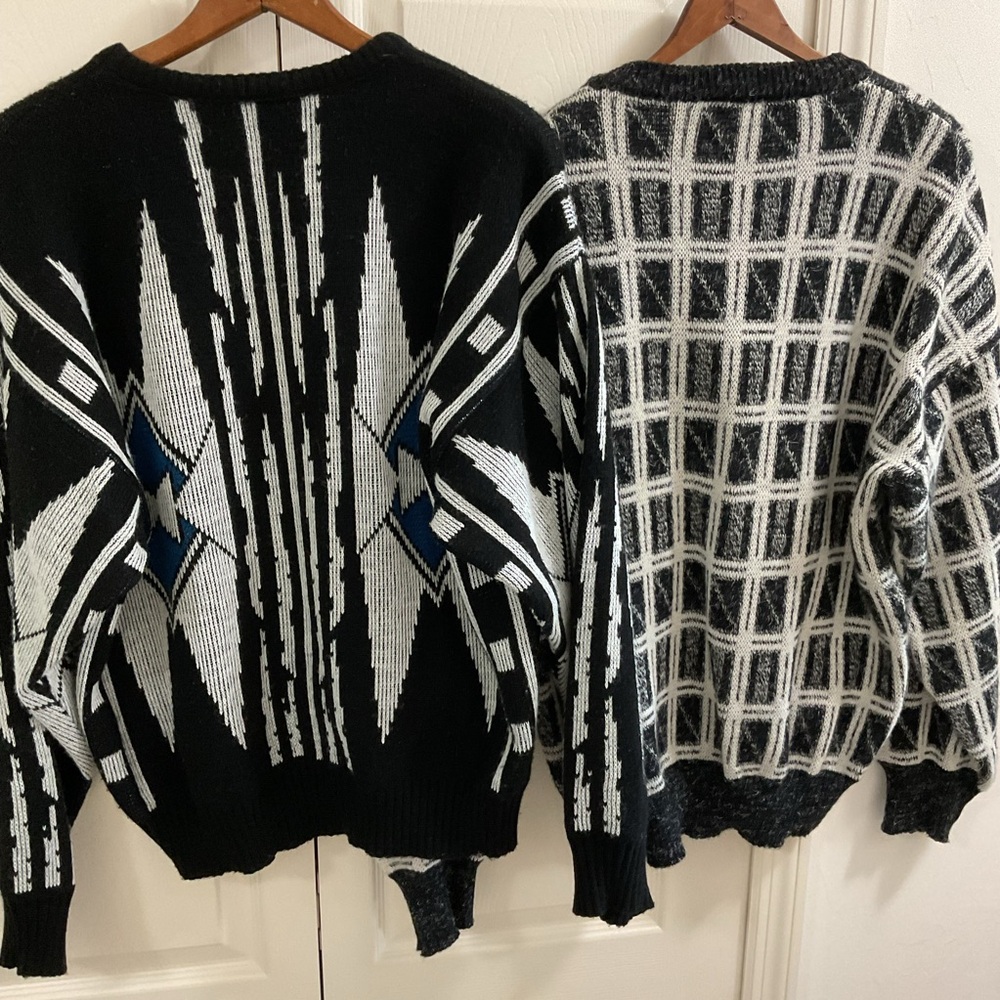 Lg/XL Mens Sweaters B&W Vtg 1990 Lot of 2 - Picture 2 of 4